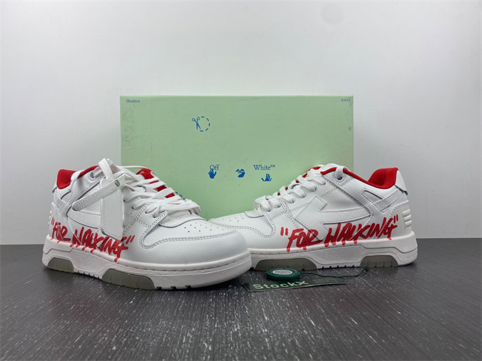 OFF-WHITE Out Of Office "OOO" Low Tops For Walking White White Red FW21 OMIA189F21LEA0030125