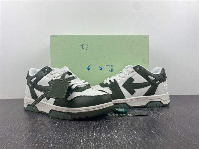 OFF-WHITE Out Of Office OOO Low Tops White Khaki OMIA189S23LEA0015901