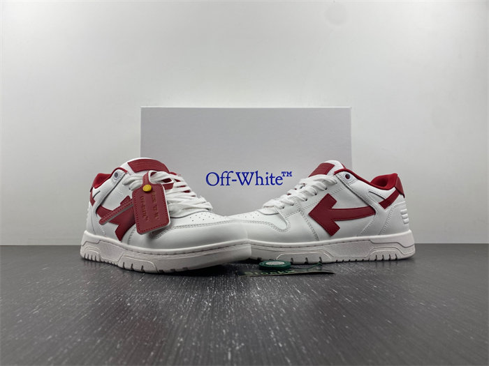 OFF-WHITE Out Of Office OOO Low Tops White Red OMIA189G23LEA0070125