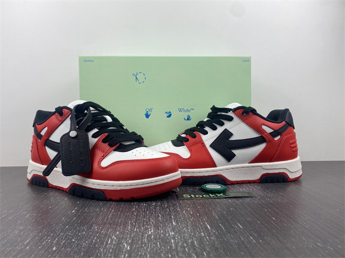 OFF-WHITE Out Of Office OOO Low Tops Red Black 0MIA189S22LEA0012510