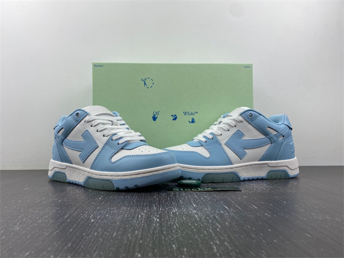 OFF-WHITE OOO Low Out Of Office Calf Leather White Light Blue OMIA189C99LEA0010140